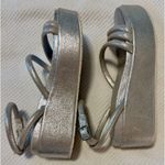 J/SLIDES Womens Quilt Ankle Strap Platform Leather Sandals Silver 6 Photo 7