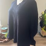 Nordstrom  Vintage Black Cable Knit Cashmere Wool Blend V Neck Poncho One Size Photo 5