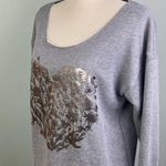 American Apparel grey raw edge crop sweatshirt with heart. One Size. EUC Photo 4