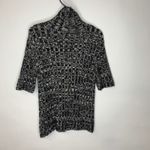 Vintage Mock Neck Marled Short Sleeve Sweater Sz XL Black Photo 5