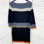 Nine West  Colorblock Stripe Ponte Knit Sheath Dress Black Gray Medium Sweater Photo 5
