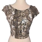 Love j  Sequined Python Print Crop Top Size Small Scoop Back Cap Sleeve Y2K Photo 0