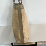 Fossil Women's Beige Brown Woven Straw Leather Strap Tote Shoulder Bag Purse Photo 3
