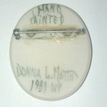 Donna L. Motto 1989 WV Hand Painted Floral Porcelain Brooch Orange Photo 3