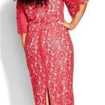 City Chic  Lace Whisper Dress Size L/ 20 Raspberry Nude Midi Photo 1