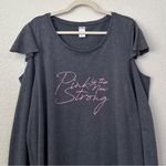 Livi Active “Pink is the New Strong” Gray Cold Shoulder Sweatshirt Size 18 Photo 2