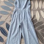 1901  Nordstrom Ruffle Sleeve Crop Wide Leg Romper Cotton Chambray Blue Size 14 Photo 1