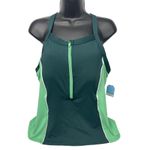Lands' End  Tankini Top Womens‎ 14 Green White Sporty Chlorine Resistant Swimwear Photo 1