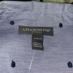 A pea in the pod  Maternity Shirt Dress Womens M Blue Cold Shoulder Polka Dot Photo 2