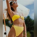 NEW Cleonie X Free People ripple brief striped bikini bottom, one size Yellow Size L Photo 3