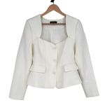 Lulus  Hulda Ivory Textured Button-Front Long Sleeve Blazer size Medium NWT Photo 2
