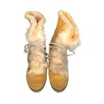Montelliana Shearling Fur Suede Boots 37 Yellow Size 7 Photo 1