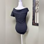 ZARA  black asymmetrical ruched gold embellished bodysuit Photo 5