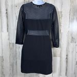 Lulu’s Black Bandage Bodycon Dress – Mesh Stripe Panel See Photo 1