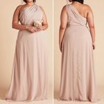 Birdy Grey NWT Kira One Shoulder Maxi Bridesmaid Dress Taupe Chiffon Size XXL Photo 14