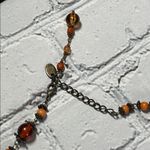 Elegant Burnt Orange Beaded Teardrop Statement Necklace 19” Photo 5