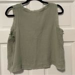 Pink Lily Call To Action Frayed Hem Gauze Tank Sage Green Size Medium Photo 4