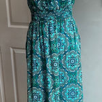 Faded Glory Blue and White Floral Boho‎ Maxi Dress Colorful Babydoll Whimsical Wedding Photo 0