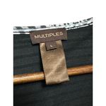 Multiples Black & White Abstract Print Pleated Long Sleeve Top Size L Photo 2