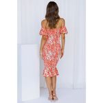 Hello Molly [] Orange Floral Print Smocked Ruffle Haven View Dress NWT Sz Large L Photo 1