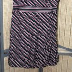 Downeast  Deep Red, Black, & White Diagonal Striped Scoop Neck Dress Photo 1