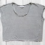 Frame Women’s M Blouse Black Stripe Rolled Short Cap Sleeve Boxy Oversiz… Photo 0