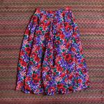 VINTAGE RED & PURPLE FLORAL MIDI MAXI LONG SKIRT PLEATED FLOWY Photo 3