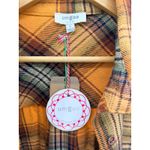 Umgee  Oversized Plaid Shacket Yellow Orange Button Down Flannel Jacket S NWT Photo 4