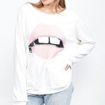 Lauren Moshi  Noleta Pink Foil Zipper Mouth Sweatshirt Photo 0