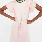 ZARA  Pink Satin Sport Stripe Short Sleeve Dress Size M Photo 1