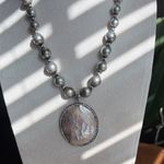Elegant Silver Pearl Necklace with Mother of Pearl Pendant Photo 1