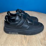 Karl Lagerfeld New!  Kup Strap Black Leather Sneakers Dad Shoes Women’s Size 9 Photo 2