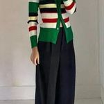 Anthropologie  Eugenia Striped Cardigan in Kelly Green Size 6 Retail $98 Photo 2