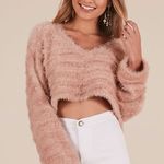 Showpo fuzzy cropped blush sweater Photo 0