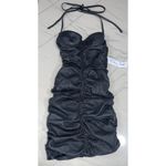 LaQuan Smith  Leather Ruched Leather Halter Mini Dress in Black Small New Womens Photo 3