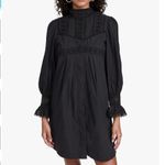 Rebecca Taylor  Lace Mock Neck Long Sleeve Poplin cotton mini  Dress black 0 Photo 1