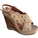 Rebecca Minkoff  Tan Silver Studded Wedge Sandals Size 7.5 Photo 0