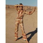 Savannah Morrow Ahimsa Pant in Orla NWT Silk Floral Print High Rise Flare Medium Pink Photo 2