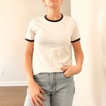 Grana Pima Cotton White and Navy Trim Women's T Photo 1