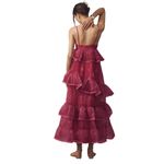 Let Me Be Sleeveless Sheer Tiered Midi Dress Size Medium NWT Red Photo 2