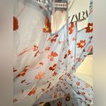 ZARA  LINEN BLEND CROSS BACK FLORAL PRINT MIDI MAXI DRESS size small NWT Photo 13