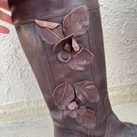 Valentino Garavani brown leather floral appliqué knee-high boots size IT 38 US 8 Photo 4