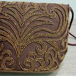 Vintage Walbaeg Beaded Satin Evening Bag Dressy Formal Purse Brown Crossbody Photo 7