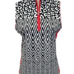 Tail Womens Black/White w/Red Animal and Geometric Print Sleeveless Golf Polo Black Size XL Photo 0
