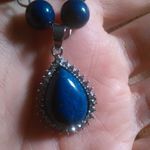 Lapis Lazuli and White Austrian Crystal Silvertone Paperclip Necklace Photo 10