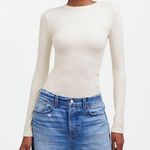 Madewell NWT  drapey rib long sleeve tee cream color Sz S soft Photo 0