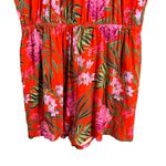 Old Navy Romper Red Floral Print Tropical Sleeveless Summer Beach XL Photo 2
