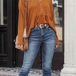 VICI ELISA WAFFLE KNIT HENLEY TOP - CAMEL Photo 0