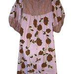 Knox Rose Dress Womens L Purple Orange Floral Boho V Neck Puff Sleeve Peasant Photo 3