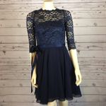 SWING Cocktail fit & flare short short sleeved dress navy lace 6 Blue Photo 5